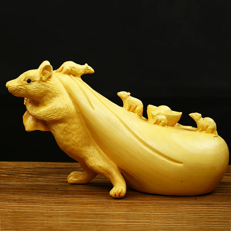Wood sculpture handicraft Boxwood carving Home accessories Animal ornaments Chinese Zodiac Mouse
Wood sculpture handicraft Boxwood carving Home accessories Animal ornaments Chinese Zodiac Mouse