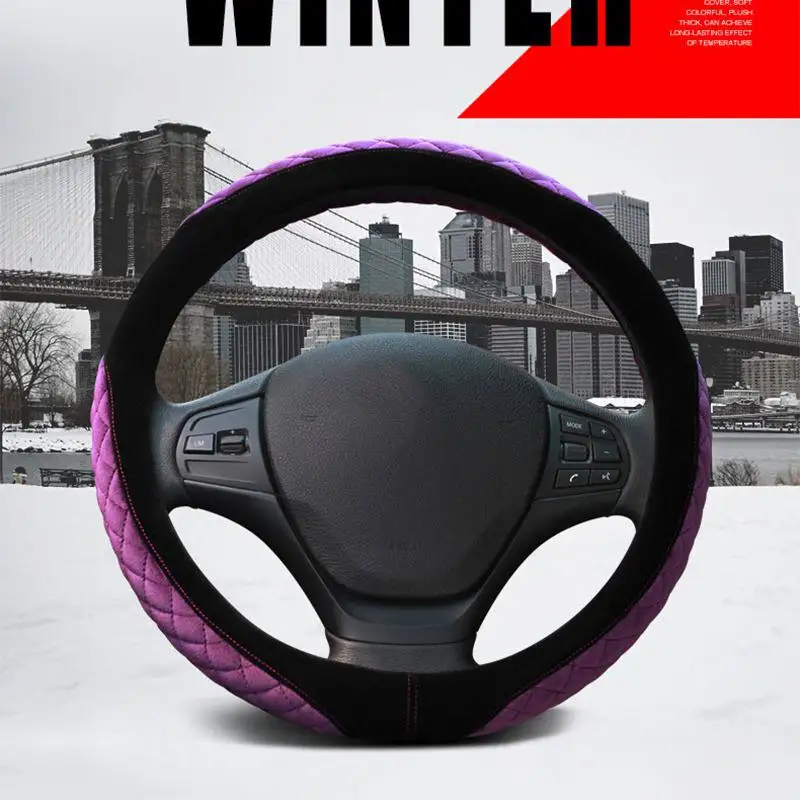 2019 Plush D-Shaped Round Car Steering Wheel Cover Winter Short Velvet Crystal Guide Wet Resistance Stylish Personality | Автомобили и
