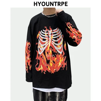 Mens Fire Skull Printed T Shirt Hip Hop Streetwear Long Sleeve Harajuku Tshirt 2020 High Street Loose T-shirt Cotton Tops Tees
Mens Fire Skull Printed T Shirt Hip Hop Streetwear Long Sleeve Harajuku Tshirt 2020 High Street Loose T-shirt Cotton Tops Tees