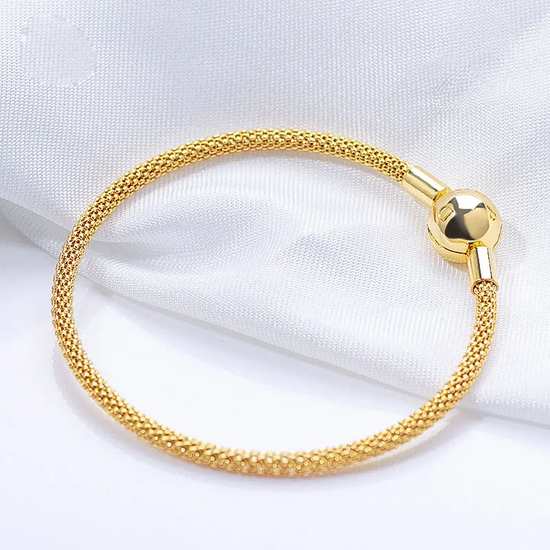 925 Sterling Silver & Shine Gold Plated Mesh Woven Bracelet with Round Clasp For Women Fit European Pandora Charm Beads Jewelry
925 Sterling Silver & Shine Gold Plated Mesh Woven Bracelet with Round Clasp For Women Fit European Pandora Charm Beads Jewelry