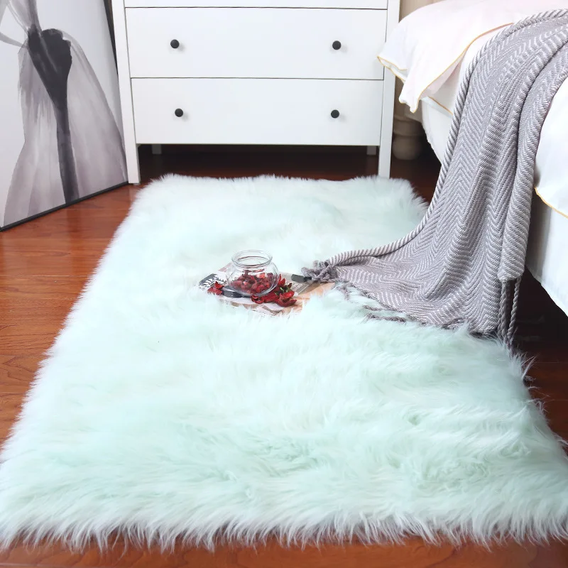 

MUZZI Nice-Luxury Rectangle Sheepskin Hairy Carpet, Home Decor, Grey Color, Square, Soft, Like Real Fur, New