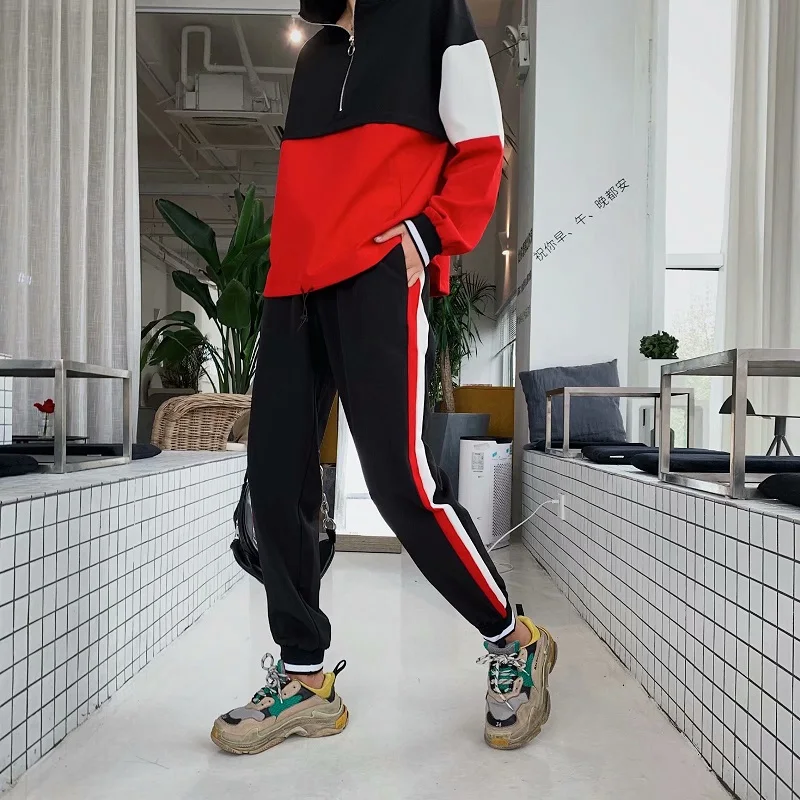Women 2019 Spring Colors Block Patchwork 2Pc/Set Outfit Hooded Tops Pants Loose Set Ladies Joggers Set Casual Activewear
Women 2019 Spring Colors Block Patchwork 2Pc/Set Outfit Hooded Tops Pants Loose Set Ladies Joggers Set Casual Activewear