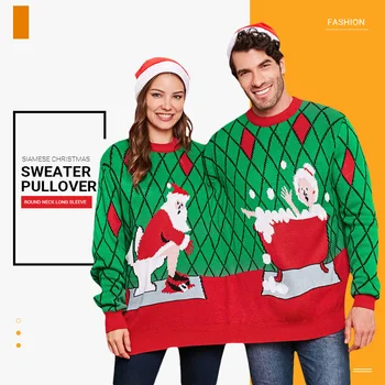 Couples Novelty Christmas Siamese Sweaters Two Person Unisex Sweater Kintted Winter All-match Men Women Sweater Streetwear 
Couples Novelty Christmas Siamese Sweaters Two Person Unisex Sweater Kintted Winter All-match Men Women Sweater Streetwear