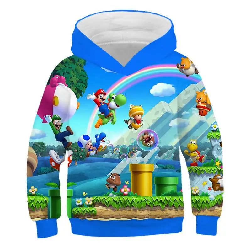 Mario Series console game 3D print Boys and girls fashion lovely Hooded Sweatshirt Bros. theme child Cartoon Kids Hoodie | Мать и ребенок