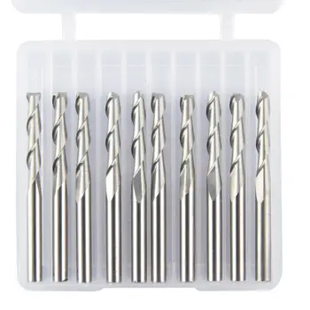 10pcs 3.175mm Wood Cutter CNC Router Bits 2 Flutes Spiral End Mills Double Flute Milling Cutter Spiral Set Tool PVC Cutter
10pcs 3.175mm Wood Cutter CNC Router Bits 2 Flutes Spiral End Mills Double Flute Milling Cutter Spiral Set Tool PVC Cutter