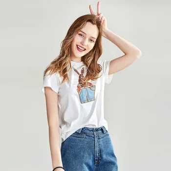 HAVVA 2020 Summer New Awat Embroidery Cotton Bunny Short-sleeved T-shirt T4714 
HAVVA 2020 Summer New Awat Embroidery Cotton Bunny Short-sleeved T-shirt T4714