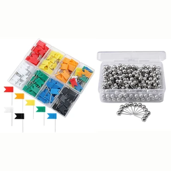 160 Pcs Push Pins, Assorted 7 Colors & 400 Pcs Silver Map Tacks, with 1/ 5 Inch Round Plastic Head and Steel Point
160 Pcs Push Pins, Assorted 7 Colors & 400 Pcs Silver Map Tacks, with 1/ 5 Inch Round Plastic Head and Steel Point