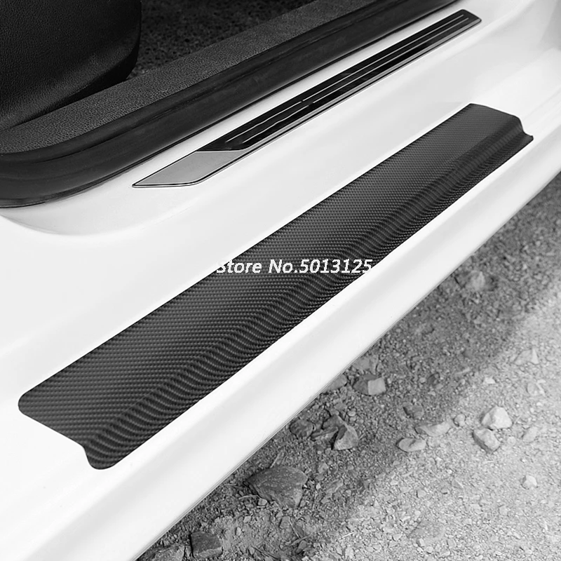 4Pcs Carbon Fiber Door Pedal Bumper 3D Scratch Protector Sill Scuff Threshold for Skoda Kodiaq 2017 2018 2019 2020 2021 | Автомобили и