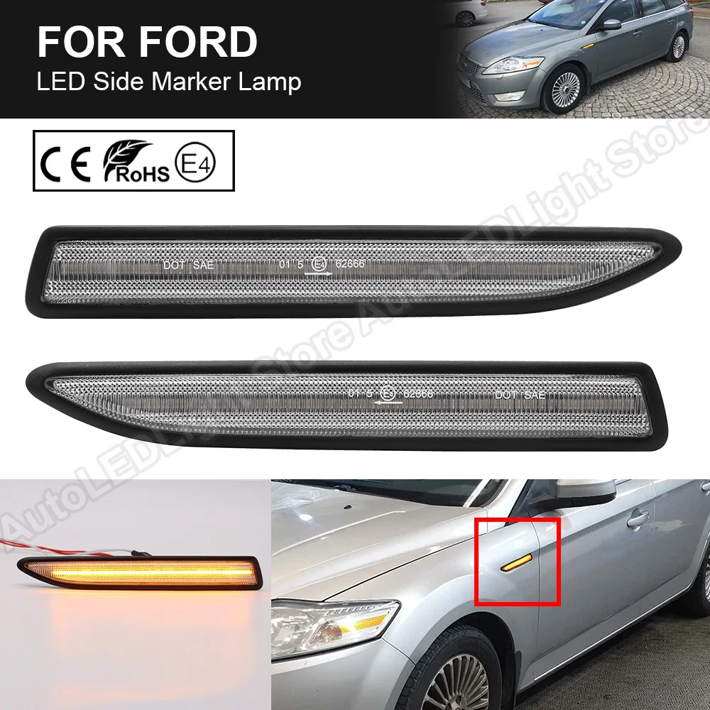 2PCS Clear lens LED Side Marker Light Turn Signal Lamp For Ford Mondeo Mk4 Hatchback Saloon Estate 2007-2015
2PCS Clear lens LED Side Marker Light Turn Signal Lamp For Ford Mondeo Mk4 Hatchback Saloon Estate 2007-2015