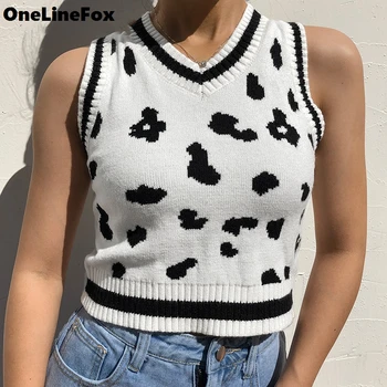 OneLineFox Animal Cow Print Cute Y2K Tank Sweater Vest V Neck White Sleeveless Tank Jumper Women Preppy Style Knit Pullovers 90s
OneLineFox Animal Cow Print Cute Y2K Tank Sweater Vest V Neck White Sleeveless Tank Jumper Women Preppy Style Knit Pullovers 90s