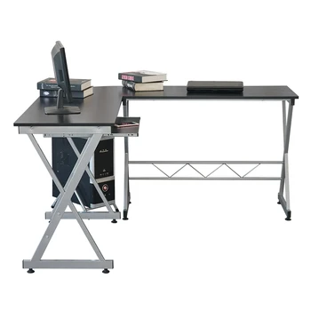 L-Shaped Wood Computer Desk Black Study Table Built with a Pull Drawer for Placing Keyboard for Convenient Game Playing 
L-Shaped Wood Computer Desk Black Study Table Built with a Pull Drawer for Placing Keyboard for Convenient Game Playing