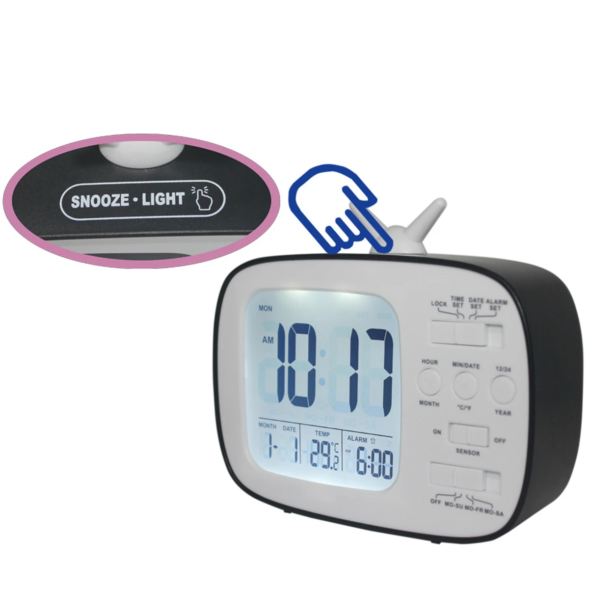 LCD Digital Desk Alarm Clock Bedroom Bedside Snooze Wake Up Light Digital Clock Thermometer
LCD Digital Desk Alarm Clock Bedroom Bedside Snooze Wake Up Light Digital Clock Thermometer