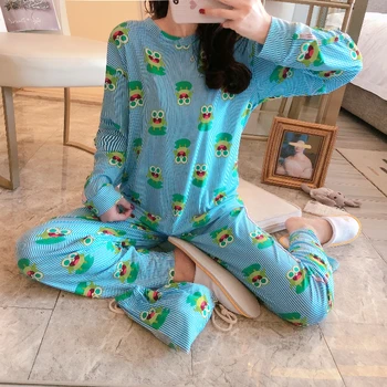 New Fashion Pajamas For Women Cute Frog Print Spring Summer Long Sleeve&Pants 2 Pcs Leisure Comfortable Night Sleepwear
New Fashion Pajamas For Women Cute Frog Print Spring Summer Long Sleeve&Pants 2 Pcs Leisure Comfortable Night Sleepwear