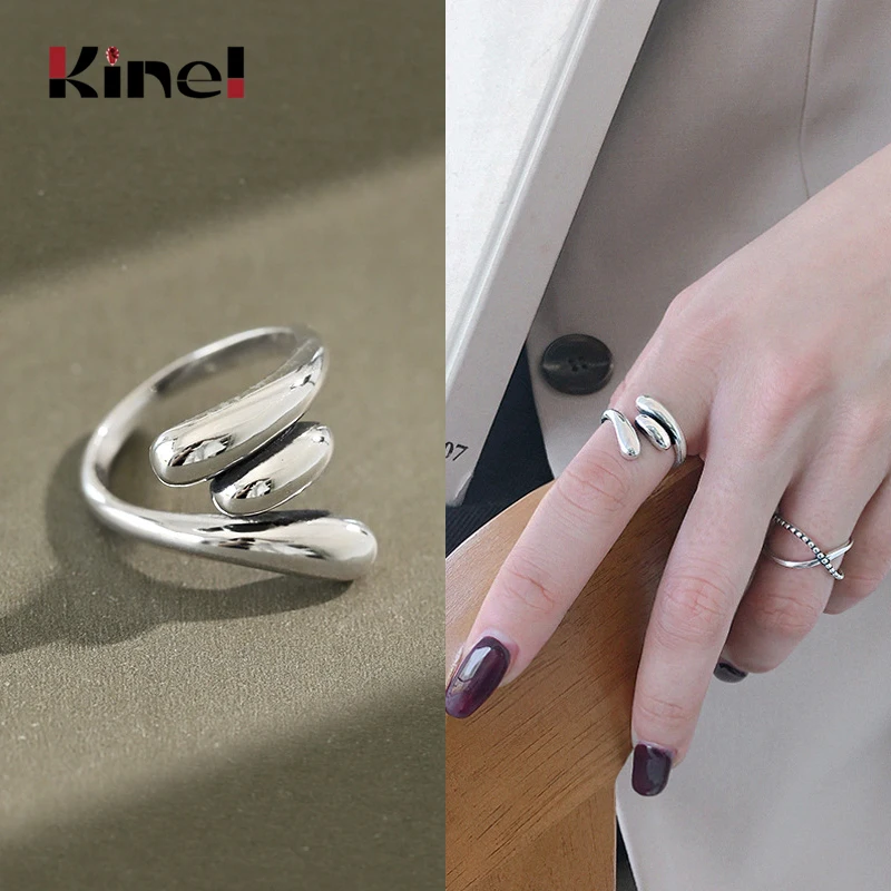 Kinel Vintage Punk Woman Jewelry S925 Sterling Silver Ring Irregular Water Drop Open Silver Finger Ring Bijoux 2020 New
Kinel Vintage Punk Woman Jewelry S925 Sterling Silver Ring Irregular Water Drop Open Silver Finger Ring Bijoux 2020 New