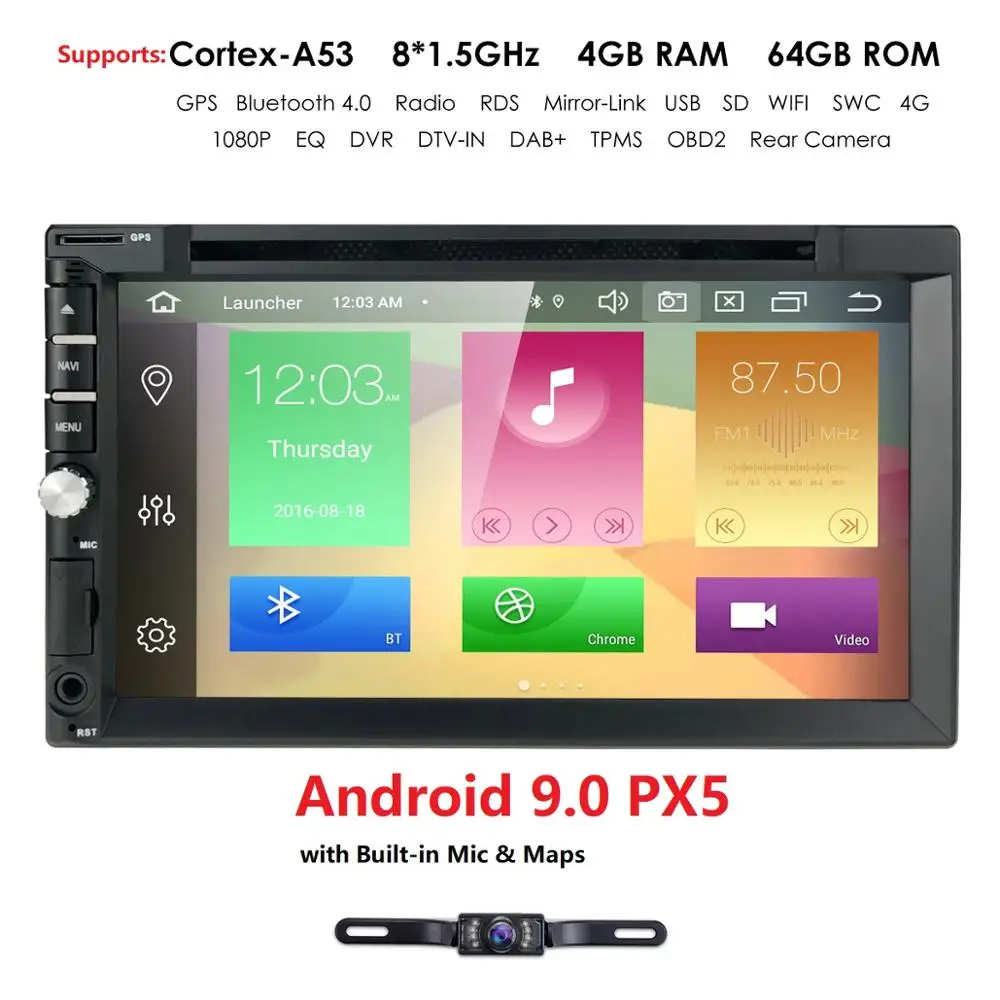 Octa Core Double 2 Din Android 9 4G RAM 64G ROM Universal Car DVD Player Multimedia Player For Nissan TOYOTA with DAB+ OBD
Octa Core Double 2 Din Android 9 4G RAM 64G ROM Universal Car DVD Player Multimedia Player For Nissan TOYOTA with DAB+ OBD