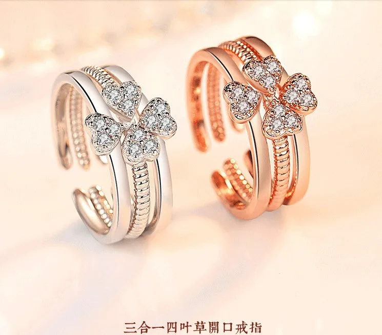 Four Leaf Grass Open Ring Three In One Combination Detachable Girlfriends Accessories Lady'S Ring
Four Leaf Grass Open Ring Three In One Combination Detachable Girlfriends Accessories Lady'S Ring