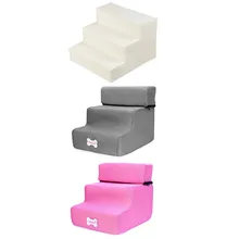 Nuevo 3 pasos de malla transpirable escaleras plegables para mascotas cama desmontable para mascotas rampa para perros gatos 2 pasos suministros para mascotas gato malla transpirable(China)