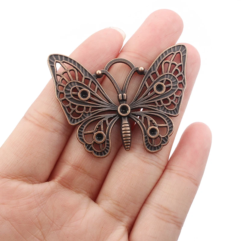 5pcs Antique Copper Open Crafts Charms Butterfly Necklace Pendant For Earring Drop Jewelry Making Findings 48x37mm|Подвески| |