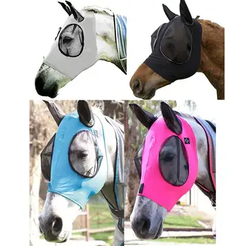 

Detachable Horse Fly Mask Face Head Ear Cover Horse Riding Equipment Racing Equestrian Fly Bonnet Met Anti-mosquito Maks