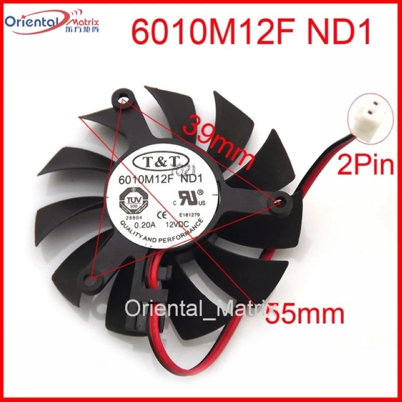 Free Shipping New 6010M12F ND1 12V 0.20A 55mm 39*39*39mm Graphics / Video Card VGA Cooler Fan 2Wire 2Pin
Free Shipping New 6010M12F ND1 12V 0.20A 55mm 39*39*39mm Graphics / Video Card VGA Cooler Fan 2Wire 2Pin