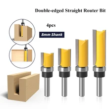 4pcs 8mm Shank Double Flute Straight Router Bit Set Wood Milling Cutter Woodworking Tool Trimming Sloting Router Bit
4pcs 8mm Shank Double Flute Straight Router Bit Set Wood Milling Cutter Woodworking Tool Trimming Sloting Router Bit
