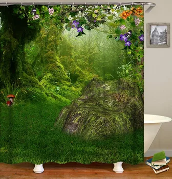 Mysterious green forest big tree printing forest shower curtain mildew waterproof curtain bathroom decoration with hook curtain
Mysterious green forest big tree printing forest shower curtain mildew waterproof curtain bathroom decoration with hook curtain