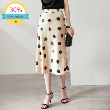 Clothes Summer Cool Acetate Polka Dot Skirt Summer New High-End European High Waist Slimming Skirt Medium-Length Dress 
Clothes Summer Cool Acetate Polka Dot Skirt Summer New High-End European High Waist Slimming Skirt Medium-Length Dress