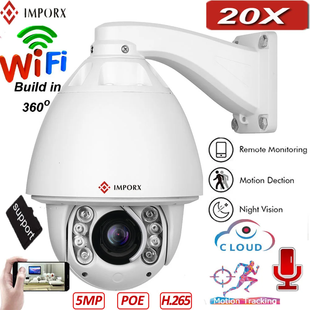 

IMPORX PTZ IP Camera 5MP 20X Surveilance Camera HD Outdoor Security Camera Wifi IR 150M Auto Tracking Dome Night Vision CCTV