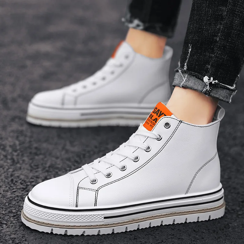 2019 Autumn New Style Solid Color Simple Mid-top Board Shoes Korean-style Casual Versatile Fashion Man Shoes Waterproof Leather
2019 Autumn New Style Solid Color Simple Mid-top Board Shoes Korean-style Casual Versatile Fashion Man Shoes Waterproof Leather