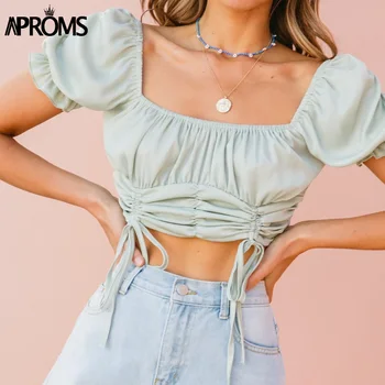 Aproms Vintage Square Neck Rouched Pleated Tank Tops Women Summer Drawstring Basic Top Cool Girls Streetwear Green Tees
Aproms Vintage Square Neck Rouched Pleated Tank Tops Women Summer Drawstring Basic Top Cool Girls Streetwear Green Tees