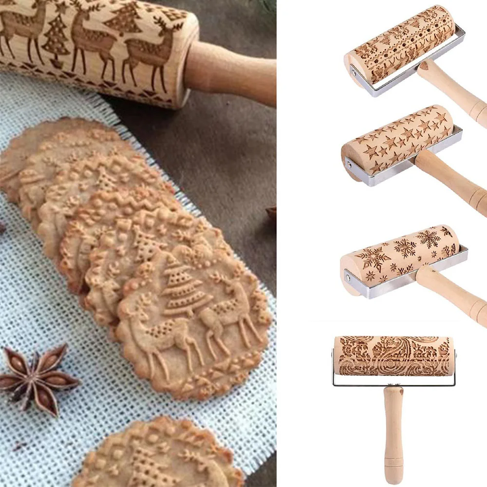 Christmas Rolling Pin Wooden Embossing Rolling Pin With Pattern Christmas Roller Wooden Needle Kitchen Cake Decorating Tools
Christmas Rolling Pin Wooden Embossing Rolling Pin With Pattern Christmas Roller Wooden Needle Kitchen Cake Decorating Tools