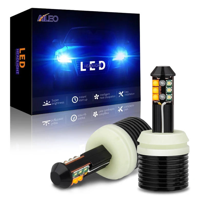 

AILEO High Quality Dual Color T20 W21W WY21W 7440 7440NA LED Canbus Turn Signal Lights Error Free DRL 1600LM 22W Amber Yellow