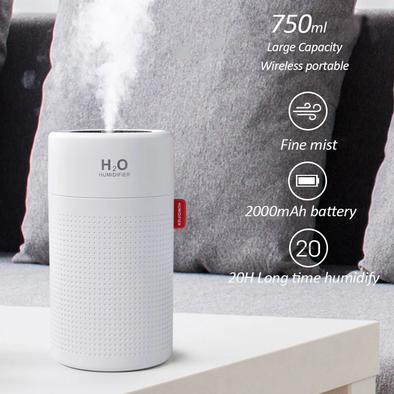 750ml Air Humidifier Wireless USB Portable Aroma Diffuser 2000mAh Battery Rechargeable HUmidificador Essential Oil with 7 Colors
750ml Air Humidifier Wireless USB Portable Aroma Diffuser 2000mAh Battery Rechargeable HUmidificador Essential Oil with 7 Colors