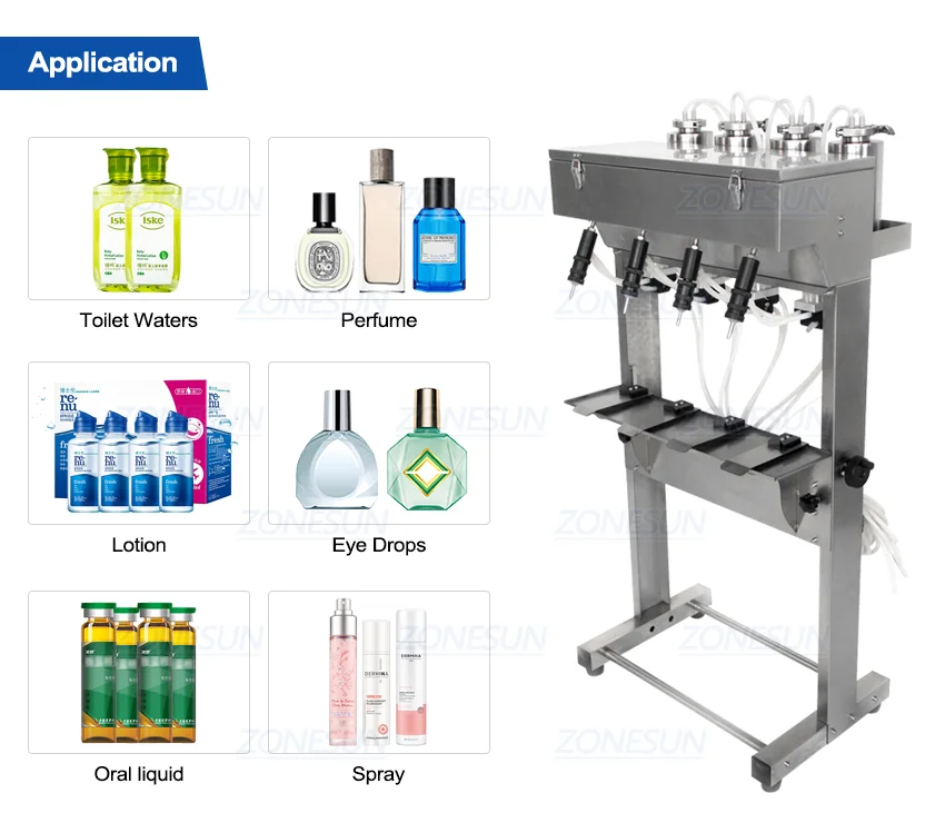 ZONESUN Vacuum Liquid Perfume Filling Machine Milk Water Eyewash Cosmetics Beverage Filler Bottle Filling Equipment