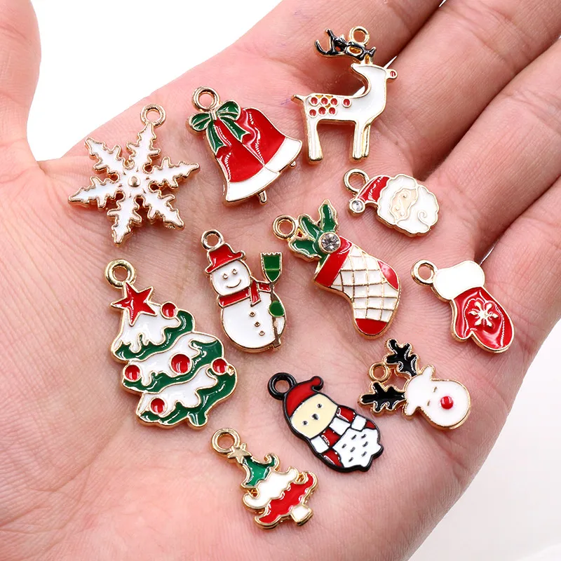 10pcs Enamel Christmas Charm Pendant for DIY Jewelry Making Necklace Bracelet Earring Findings Alloy Craft Jewelry Supplies 10pcs Enamel Christmas Charm Pendant for DIY Jewelry Making Necklace Bracelet Earring Findings Alloy Craft Jewelry Supplies