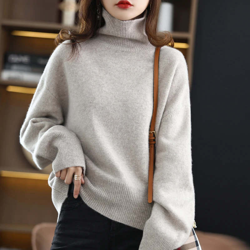 Autumn And Winter New Cashmere/Pure Woolen Sweater Women's Fashion High Neck Thick Loose Wild Pullover Knitted Warm Fashion Top
Autumn And Winter New Cashmere/Pure Woolen Sweater Women's Fashion High Neck Thick Loose Wild Pullover Knitted Warm Fashion Top