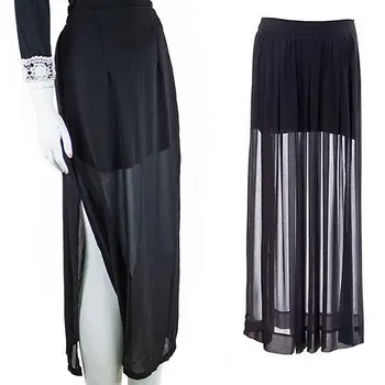 Women Fashion Half See-through Sheer Side Split Chiffon Maxi Long Skirt Sexy
Women Fashion Half See-through Sheer Side Split Chiffon Maxi Long Skirt Sexy