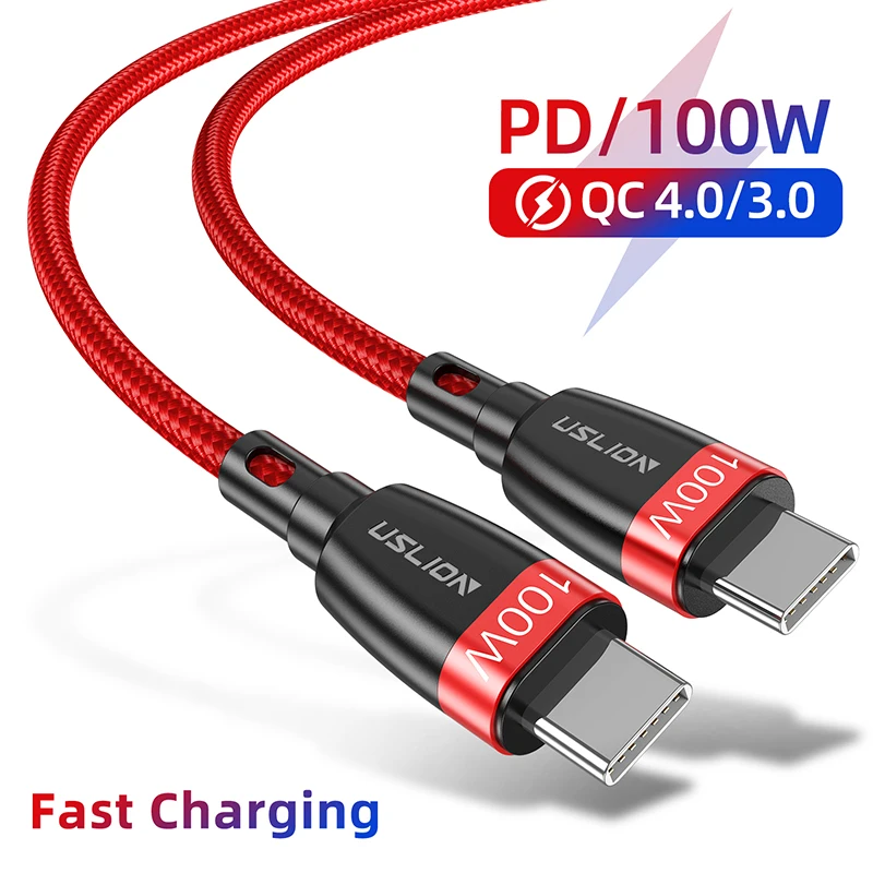 USLION PD 100W USB C to Type Cable for Samsung Xiaomi Redmi MacBook Pro QC4.0 5A Fast Charging Type-C Devices | Мобильные телефоны