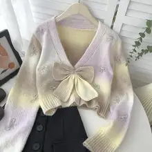 Japanese Style Pink Bow Colorful Knit Women Sweaters Korean Sweet V Neck Long Sleeve Pullovers New Autumn Winter Elegant Jumpers
Japanese Style Pink Bow Colorful Knit Women Sweaters Korean Sweet V Neck Long Sleeve Pullovers New Autumn Winter Elegant Jumpers