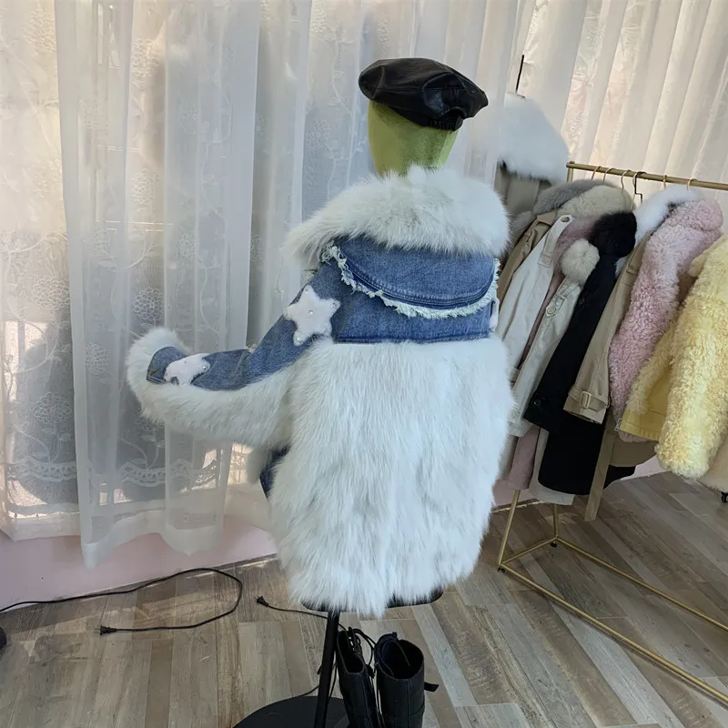 denim jacket with fur real fox fur star (10)