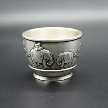Collection White Copper Wine Cup "child Riding Elephant" Wine Glass Handicraft 
Collection White Copper Wine Cup "child Riding Elephant" Wine Glass Handicraft