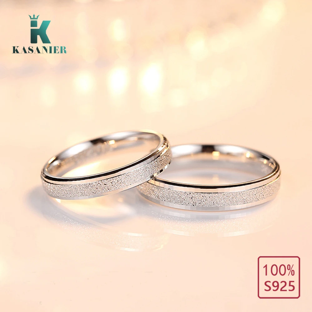 KASANIER романтическое 925 пробы Серебряное матовое кольцо альянс настоящая любовь