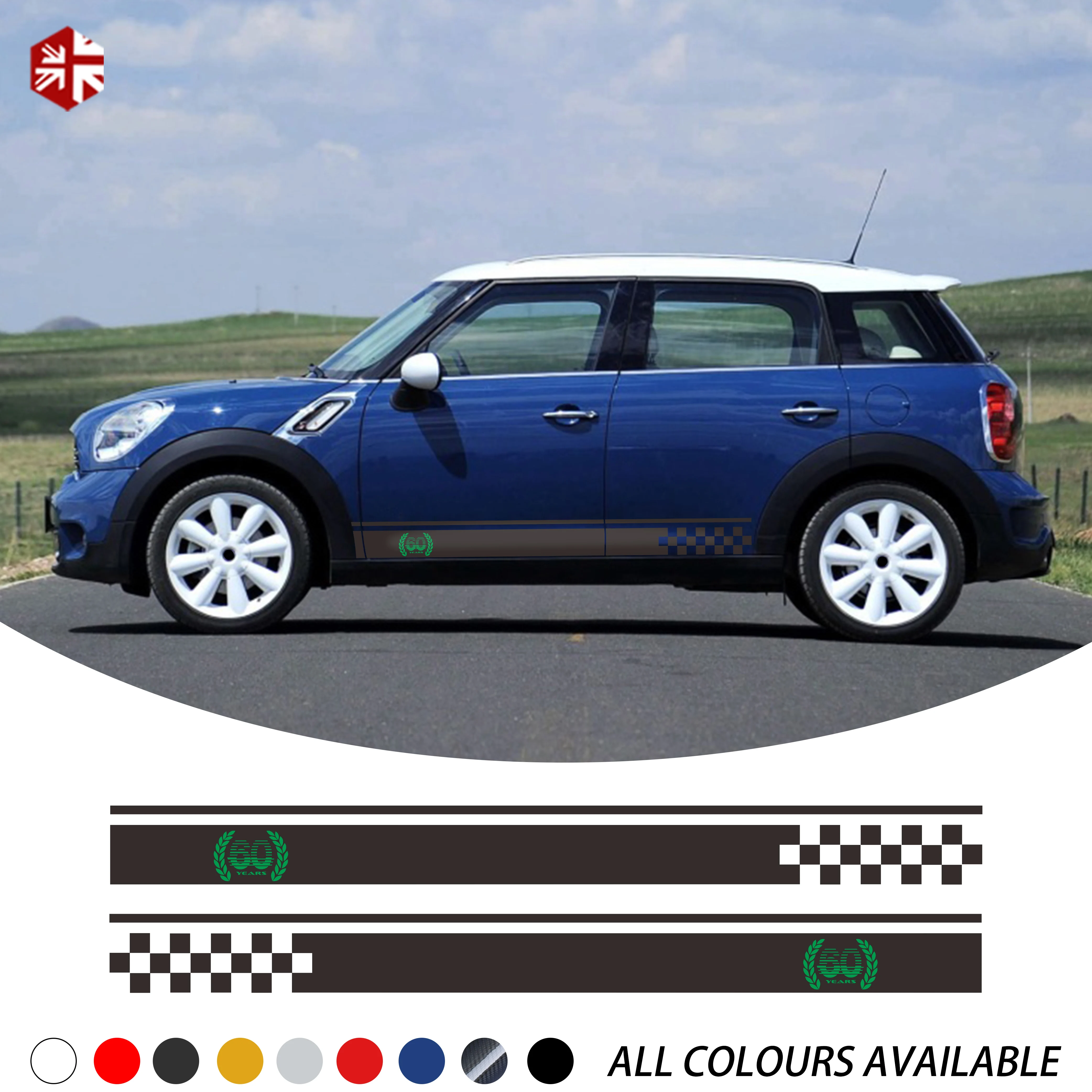 2 шт. 60-летняя наклейка на дверь автомобиля боковые полосы для MINI Cooper Countryman R60 2010-2016