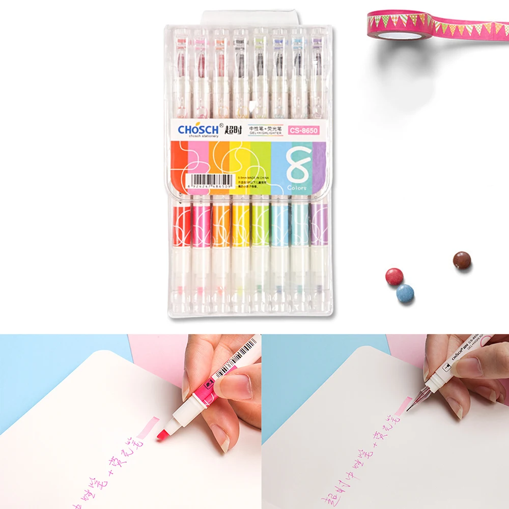 8 Pcs/pack Kawaii Color Pen Creative Design Gel Pen Double-headed Writing and Highlighter Combination School Office Supplies
8 Pcs/pack Kawaii Color Pen Creative Design Gel Pen Double-headed Writing and Highlighter Combination School Office Supplies