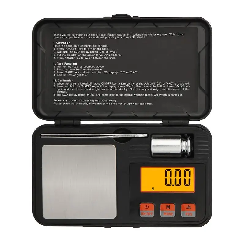 200g/0.01g High Accuracy LCD Backlight Digital Pocket Scale Gold Jewelry Weight Gram Scale with Tweezer
200g/0.01g High Accuracy LCD Backlight Digital Pocket Scale Gold Jewelry Weight Gram Scale with Tweezer
