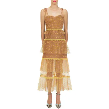 2020 New Self Portrait Runway Holiday Long Dress Summer Women Spaghetti Strap Mesh Wave Point Patchwork Lace Ruffles Beach Dress
2020 New Self Portrait Runway Holiday Long Dress Summer Women Spaghetti Strap Mesh Wave Point Patchwork Lace Ruffles Beach Dress