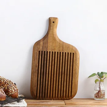 Wooden Bread Plate with Handle Creative Pizza Tray with Grooves Serving Platter Board for Kitchen Home
Wooden Bread Plate with Handle Creative Pizza Tray with Grooves Serving Platter Board for Kitchen Home