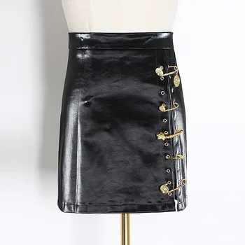 New Spring Fall Metal Pin Button Pencil Skirt Women's High Waist Pu Leather Short Skirts
New Spring Fall Metal Pin Button Pencil Skirt Women's High Waist Pu Leather Short Skirts
