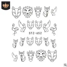 Negro dibujos animados Animal flamenco Fox hueco diseño Sliders para uñas calcomanía DIY manicura(China)