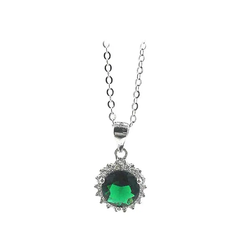 

MADALENA SARARA AAAA Cubic Zirconia Green Stone Sterling Silver 925 Chain Women Necklace Fashion Cute Korean Trendy